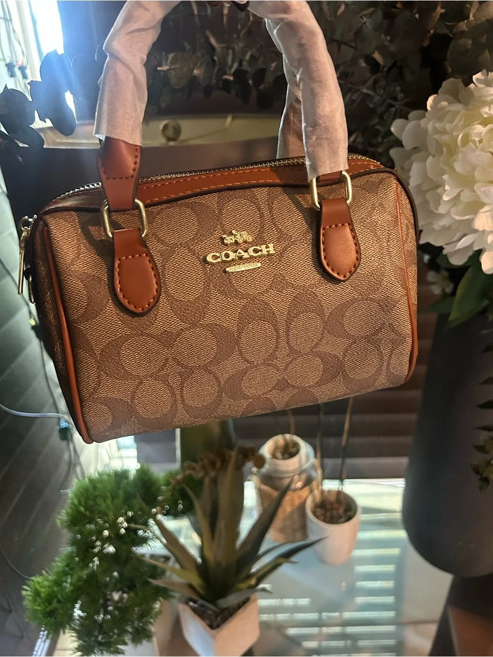 COACH Signature Canvas Mini Satchel in Brown